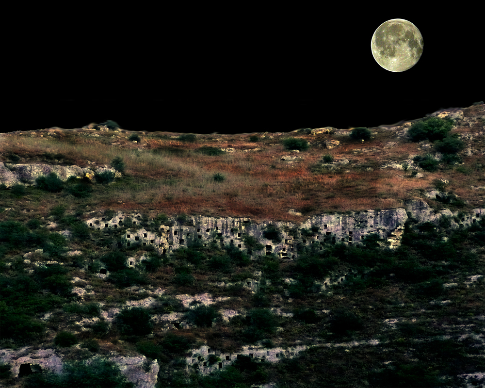Pantalica Necropolis during the night